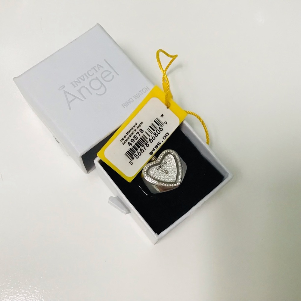 Invicta Angel Ring Crystal Heart Watch 18.5mm NWT